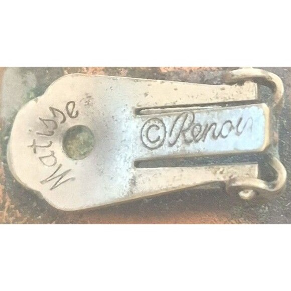 Renoir Matisse Copper Blue Enamel Clamper Bracelet Enamel Loss & Earrings Set - Picture 6 of 6